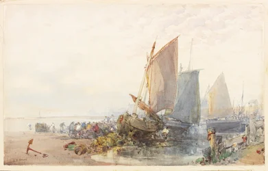 Fiskerbåde (akvarel på papir)